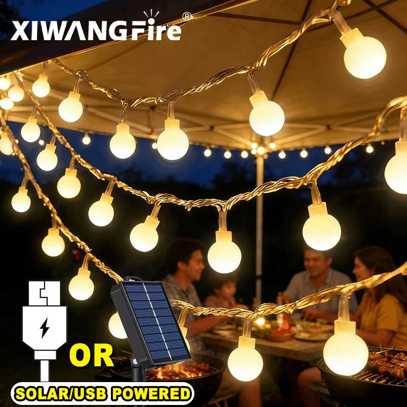 Lighting Decor In Room - Lampu String Tenaga Surya/USB/Baterai 3-10M, Bola