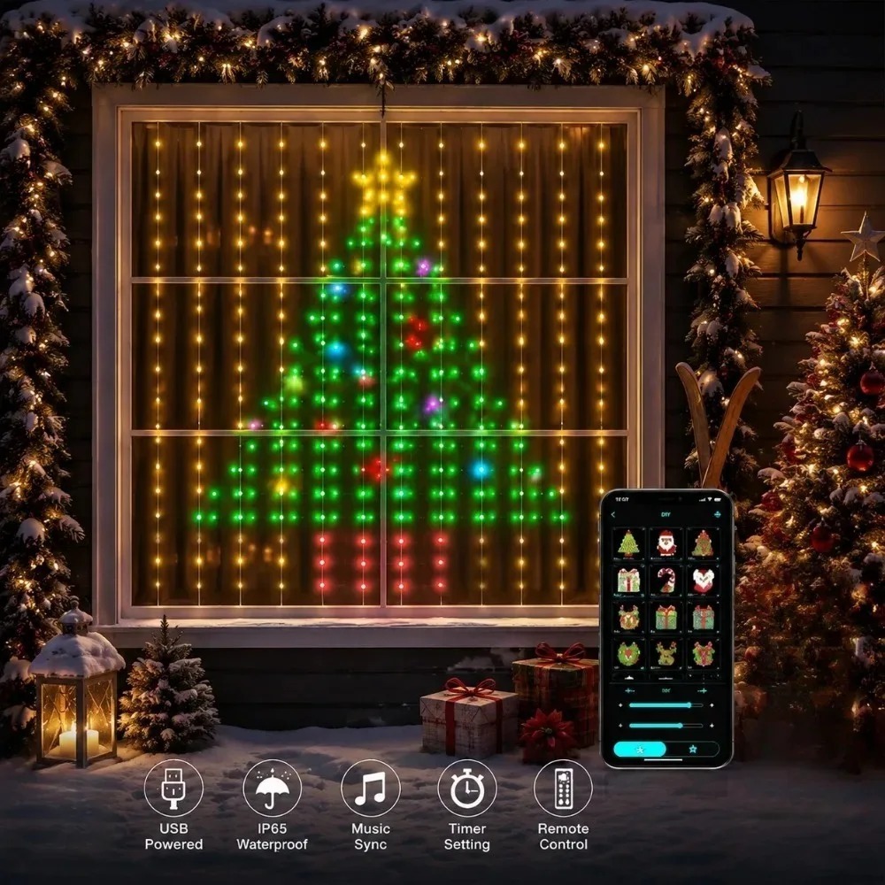 Home Lighting And Decor - Lampu Tirai LED Pixel dengan Kontrol