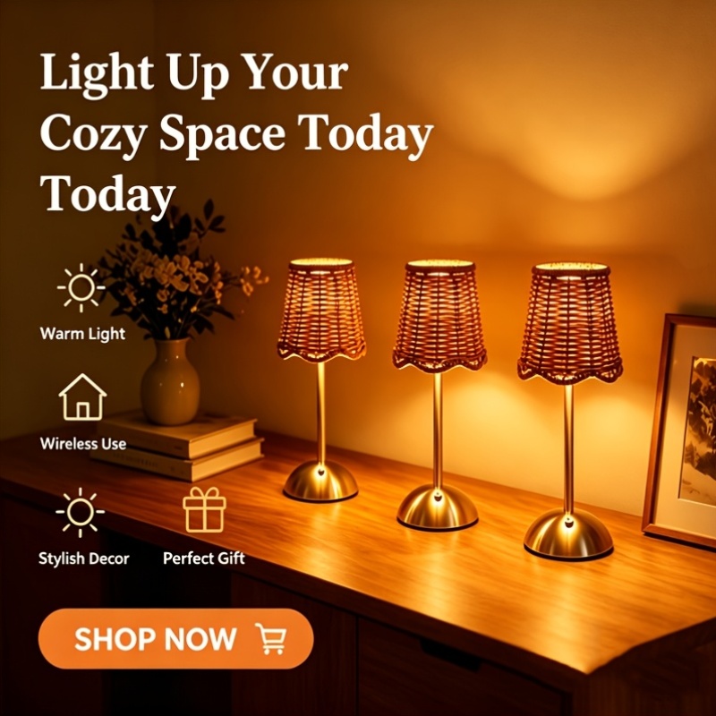 Lampu Meja Seni Anyaman Rotan  - Touch Dimmer Lamp ulasan dan harga