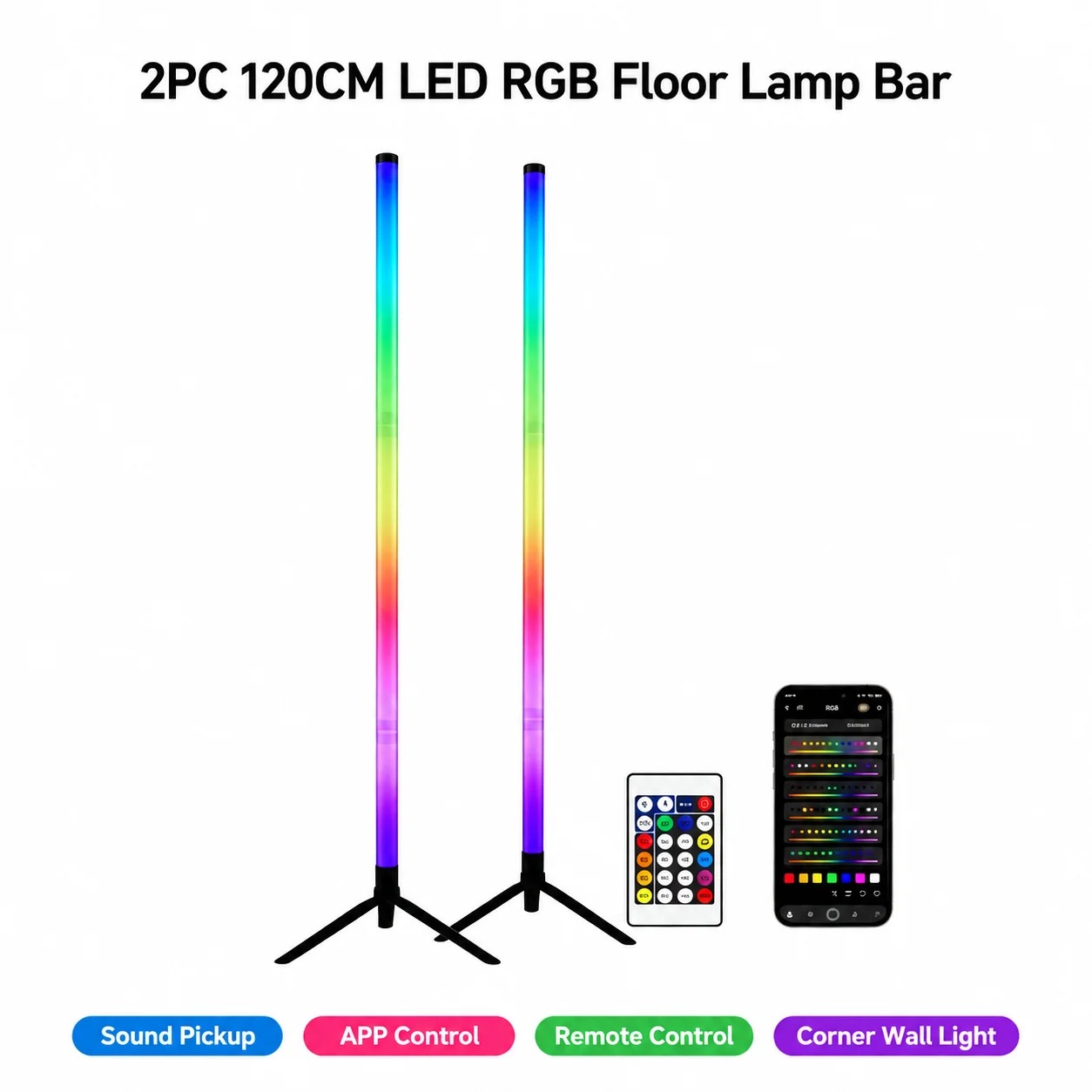 2PCS Lampu Lantai RGB 120CM, L - Home Lighting And Decor ulasan dan harga