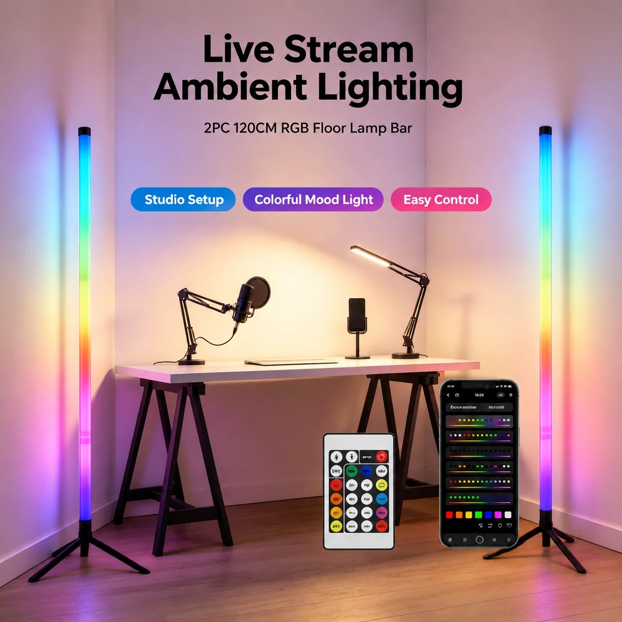 2PCS Lampu Lantai RGB 120CM, L - Home Lighting And Decor ulasan dan harga