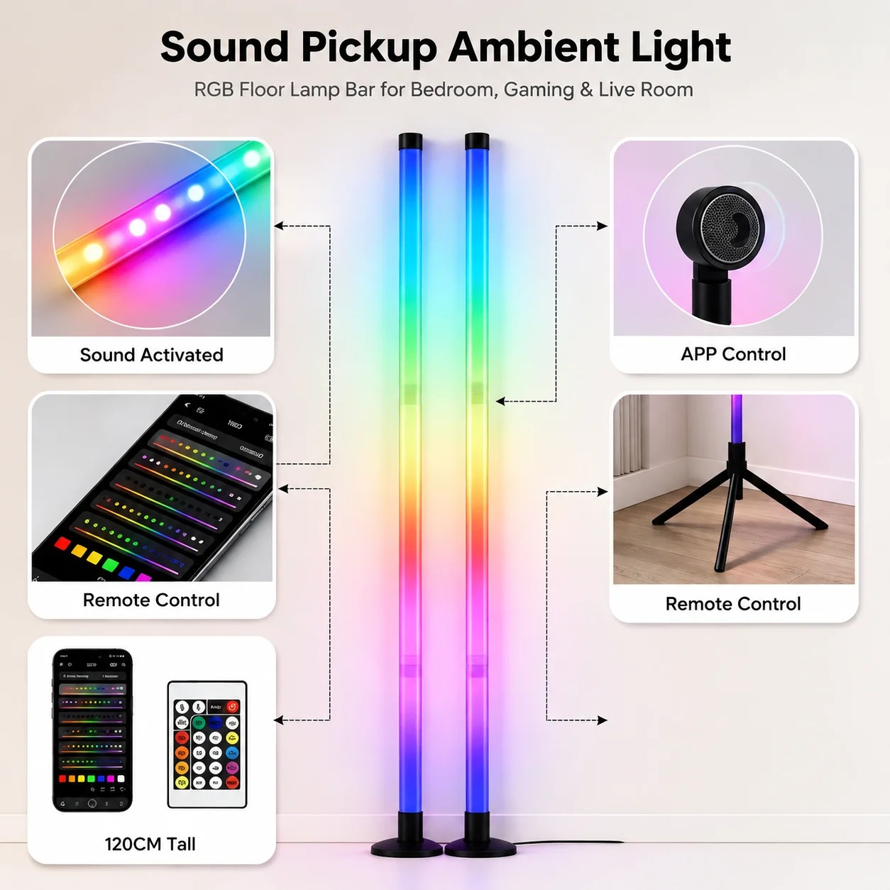 2PCS Lampu Lantai RGB 120CM, L - Home Lighting And Decor ulasan dan harga